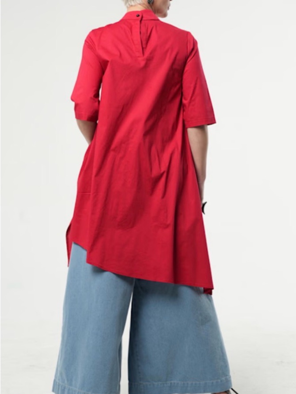Asymmetrical Draped Dress in Deep Red - handmade by Metamorphoza - Picture 4 of 9